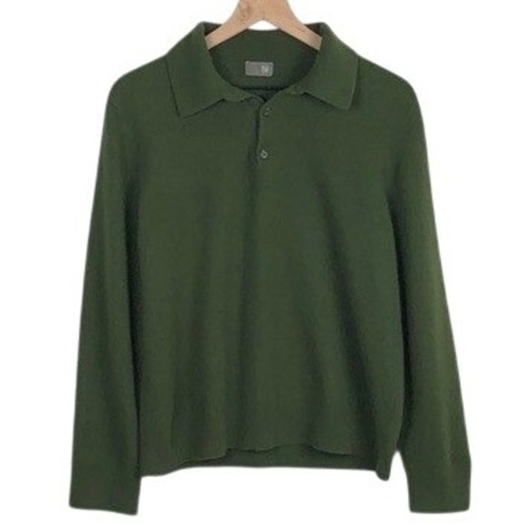 TSE Other - TSE 100% Pure Cashmere Long Sleeve Polo Sweater Men's XL Forrest Green Luxury